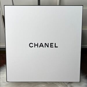 CHANEL White and Black Logo Box With Paper, Shredded 10.75 H x 10.75 Wx 4.75” D